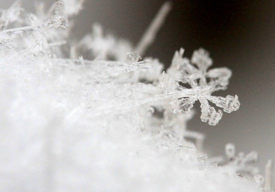 雪の結晶をマクロレンズで撮影